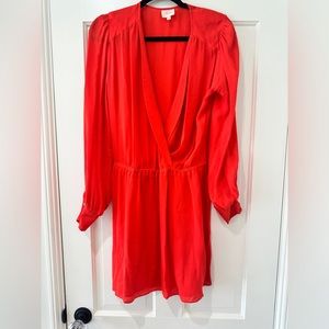 Parker red orange long sleeve SILK dress
